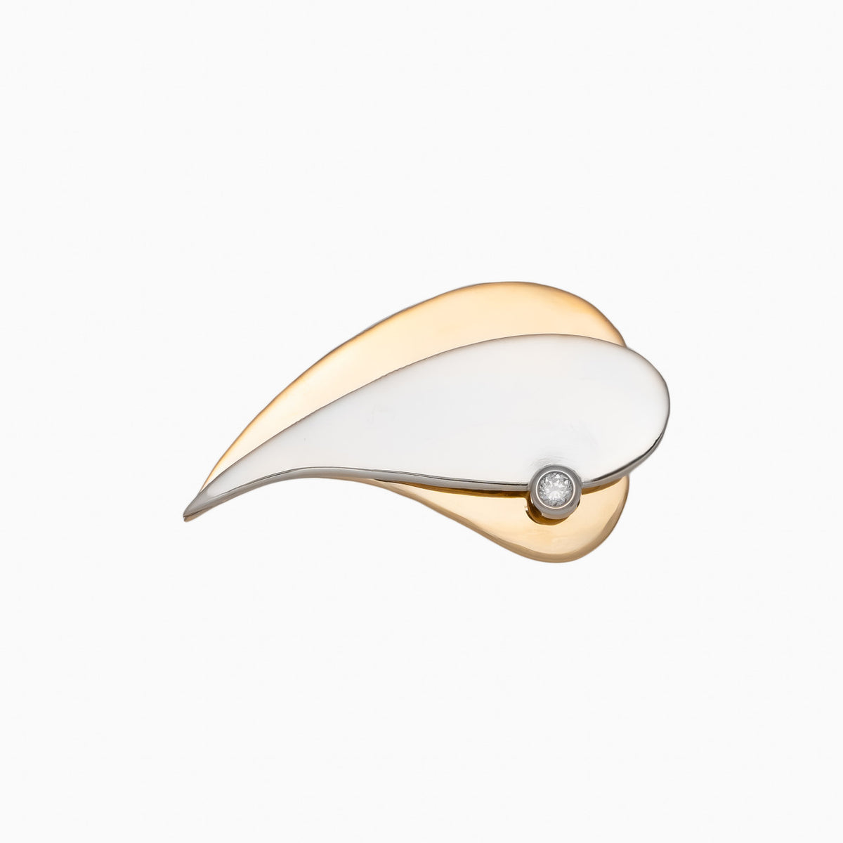 .6 Carat Diamond Two Tone Gold Tear Drop Brooch
