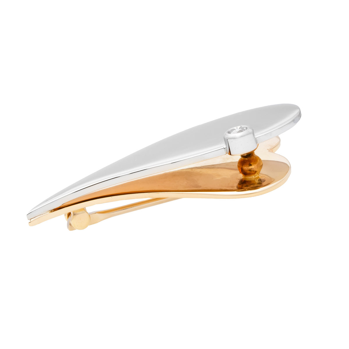.6 Carat Diamond Two Tone Gold Tear Drop Brooch – image 3