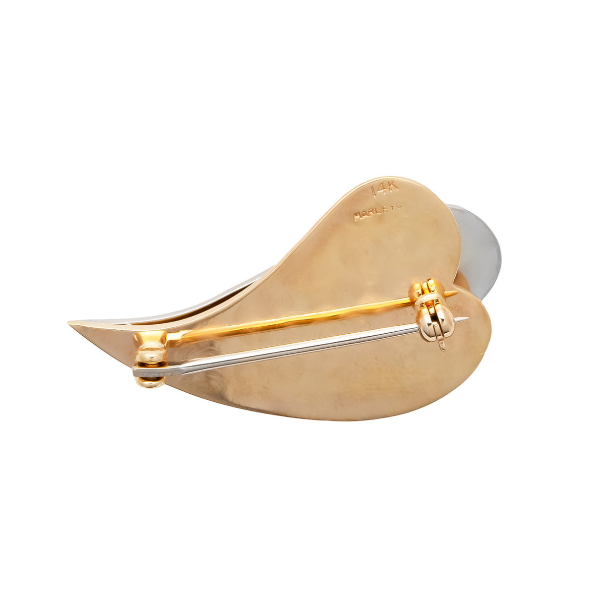.6 Carat Diamond Two Tone Gold Tear Drop Brooch – image 4