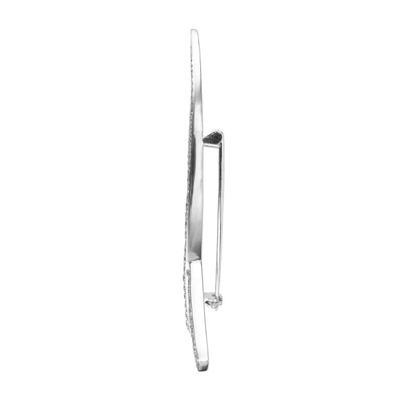 .95 Carat Round Brilliant Cut Diamond White Gold "X" Brooch – image 2