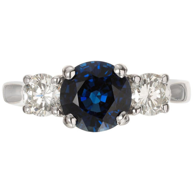 Peter Suchy GIA 1.91 Carat Blue Sapphire Diamond Platinum Engagement Ring