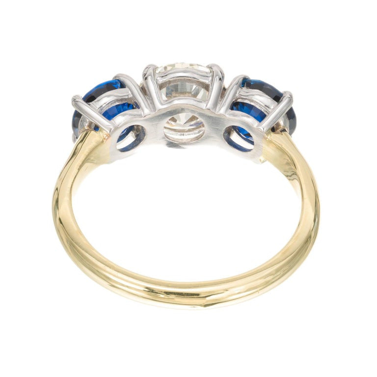 Peter Suchy GIA 3.31 Carat Diamond Sapphire Gold Platinum Engagement Ring – image 6