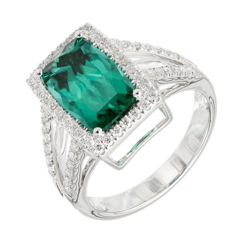 Peter Suchy 3.10 Carat Tourmaline Diamond Halo White Gold Cocktail Ring – image 2