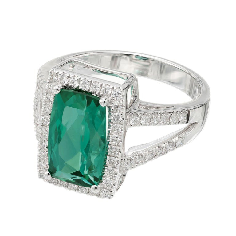 Peter Suchy 3.10 Carat Tourmaline Diamond Halo White Gold Cocktail Ring – image 3