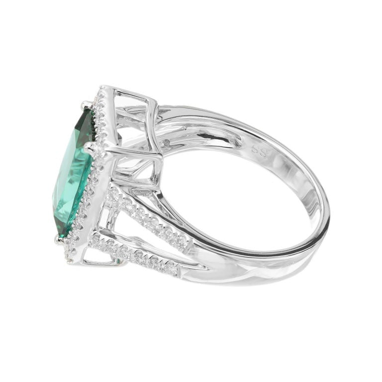 Peter Suchy 3.10 Carat Tourmaline Diamond Halo White Gold Cocktail Ring – image 4