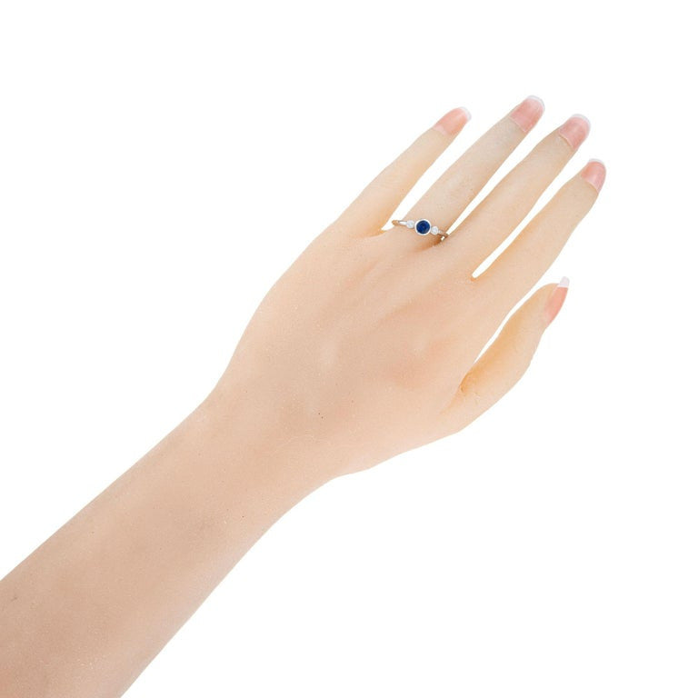 Peter Suchy .50 Carat Blue Sapphire Diamond Gold Three-Stone Engagement Ring – image 7