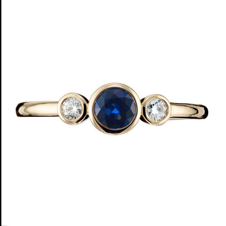 Peter Suchy .38 Carat Sapphire Diamond Gold Three-Stone Engagement Ring – image 2