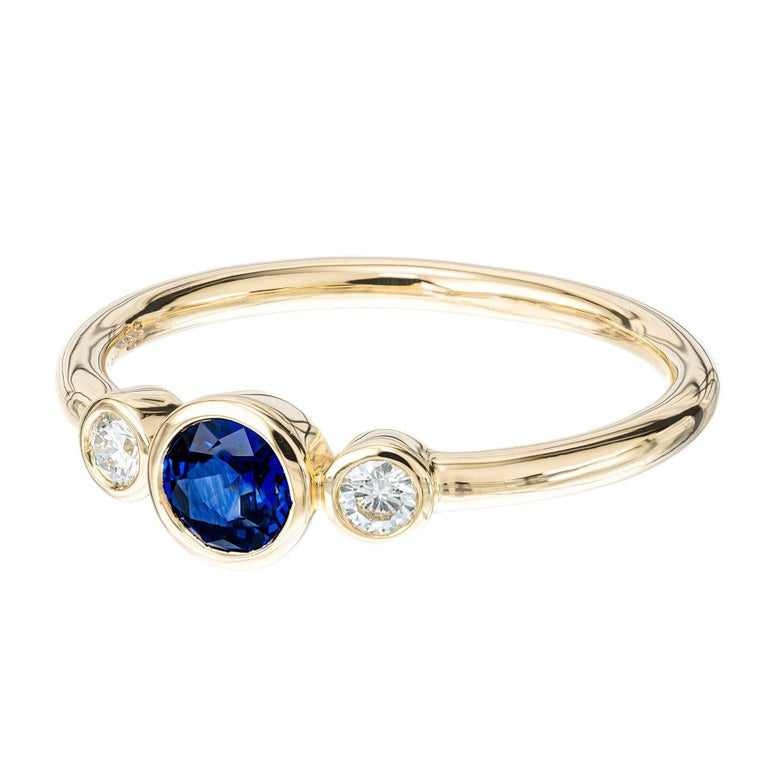 Peter Suchy .38 Carat Sapphire Diamond Gold Three-Stone Engagement Ring – image 3