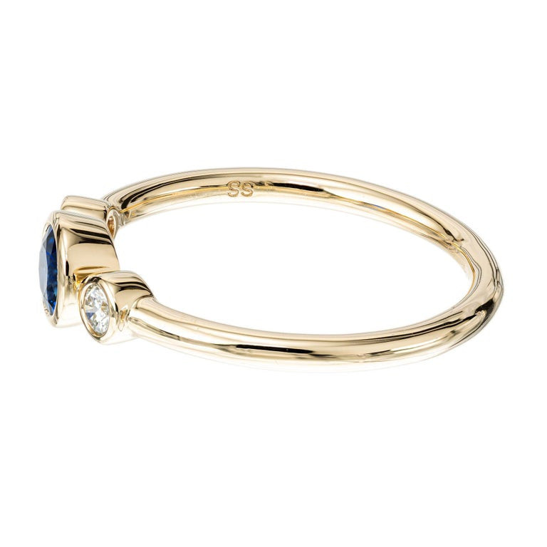 Peter Suchy .38 Carat Sapphire Diamond Gold Three-Stone Engagement Ring – image 4