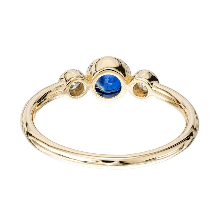 Peter Suchy .38 Carat Sapphire Diamond Gold Three-Stone Engagement Ring – image 5
