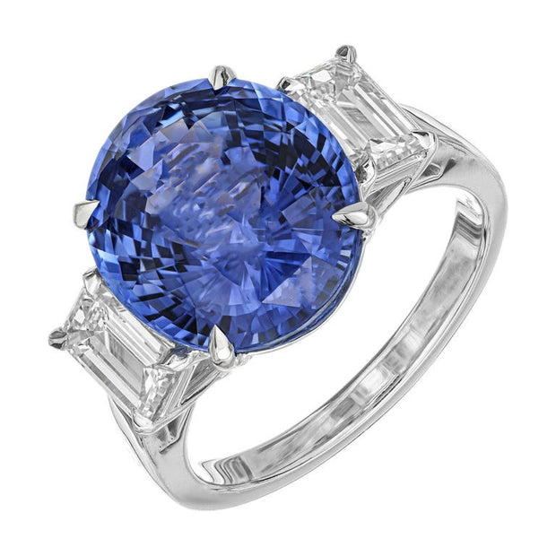 Peter Suchy GIA Certified 8.16 Carat Blue Sapphire Diamond Platinum Ring