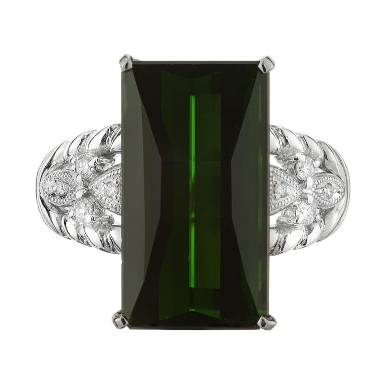 10.85 Carat Tourmaline Diamond Platinum Ring