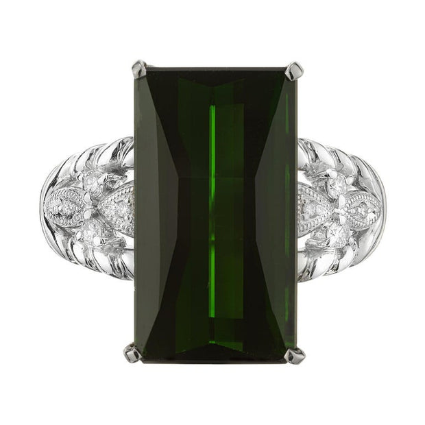 10.85 Carat Tourmaline Diamond Platinum Ring