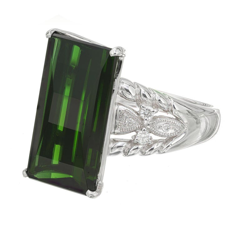 10.85 Carat Tourmaline Diamond Platinum Ring – image 2
