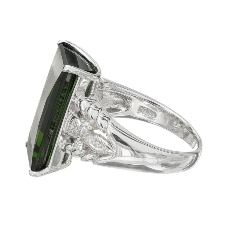 10.85 Carat Tourmaline Diamond Platinum Ring – image 3