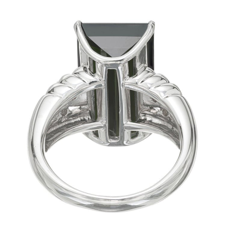 10.85 Carat Tourmaline Diamond Platinum Ring – image 4