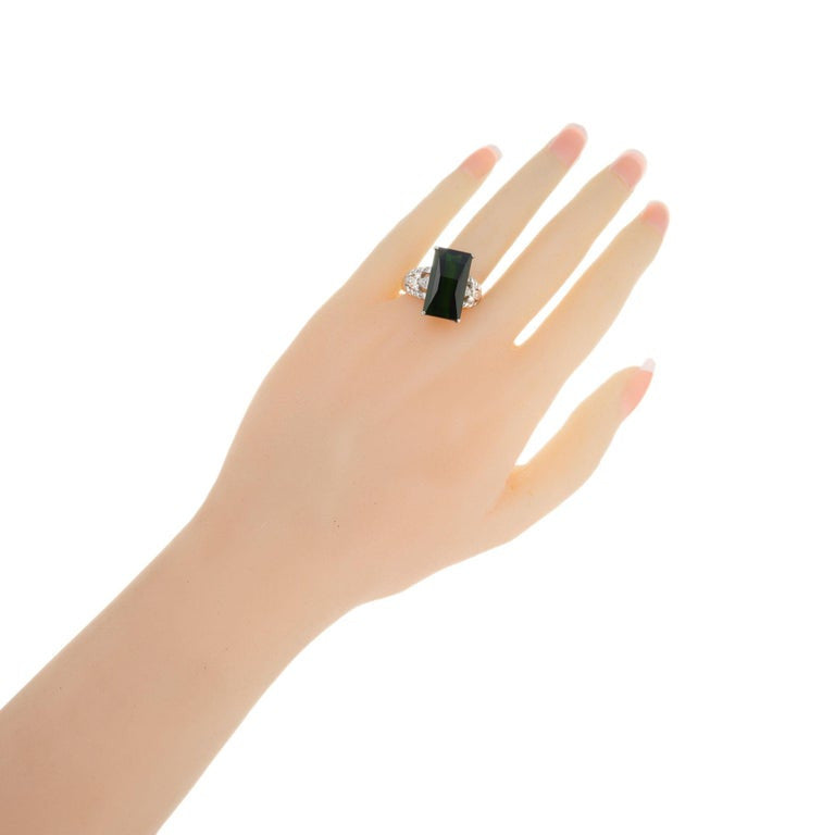 10.85 Carat Tourmaline Diamond Platinum Ring – image 6