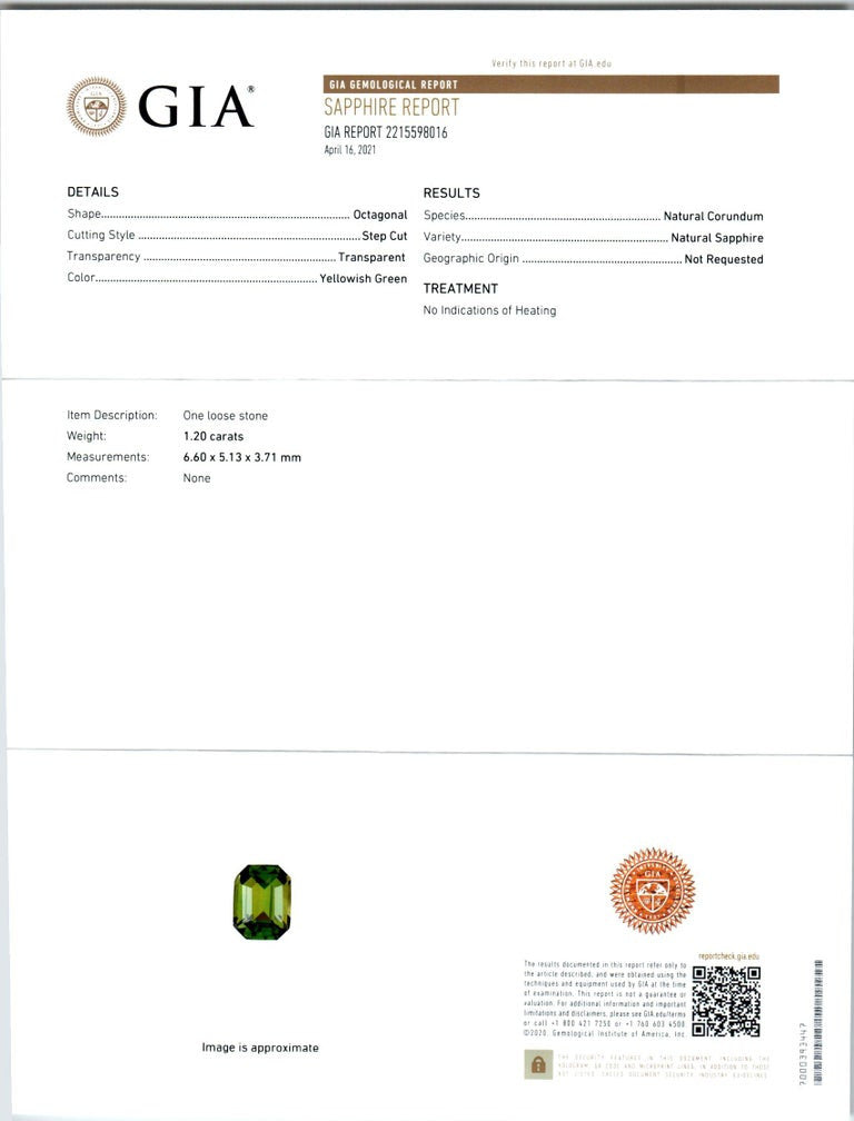 Peter Suchy GIA Certified 1.20 Carat Green Sapphire Diamond Platinum Engagement – image 3