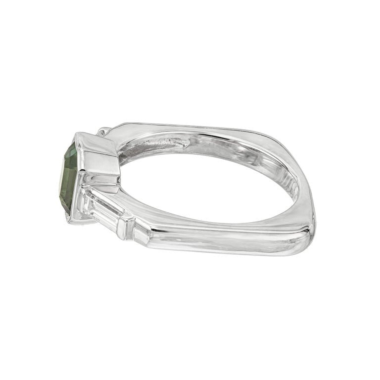 Peter Suchy GIA Certified 1.20 Carat Green Sapphire Diamond Platinum Engagement – image 4