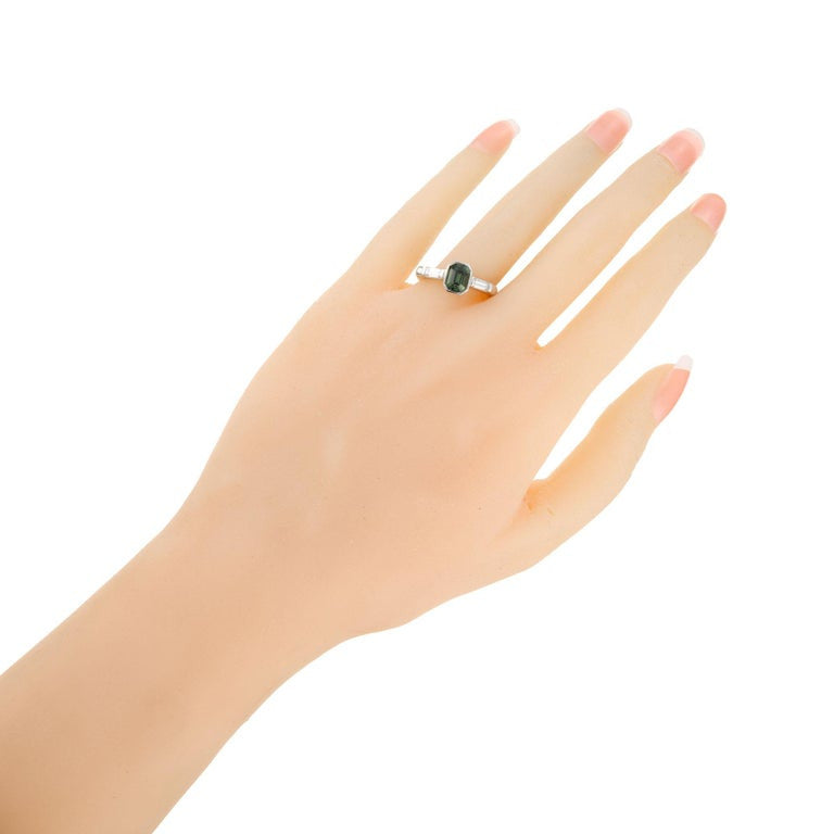 Peter Suchy GIA Certified 1.20 Carat Green Sapphire Diamond Platinum Engagement – image 7