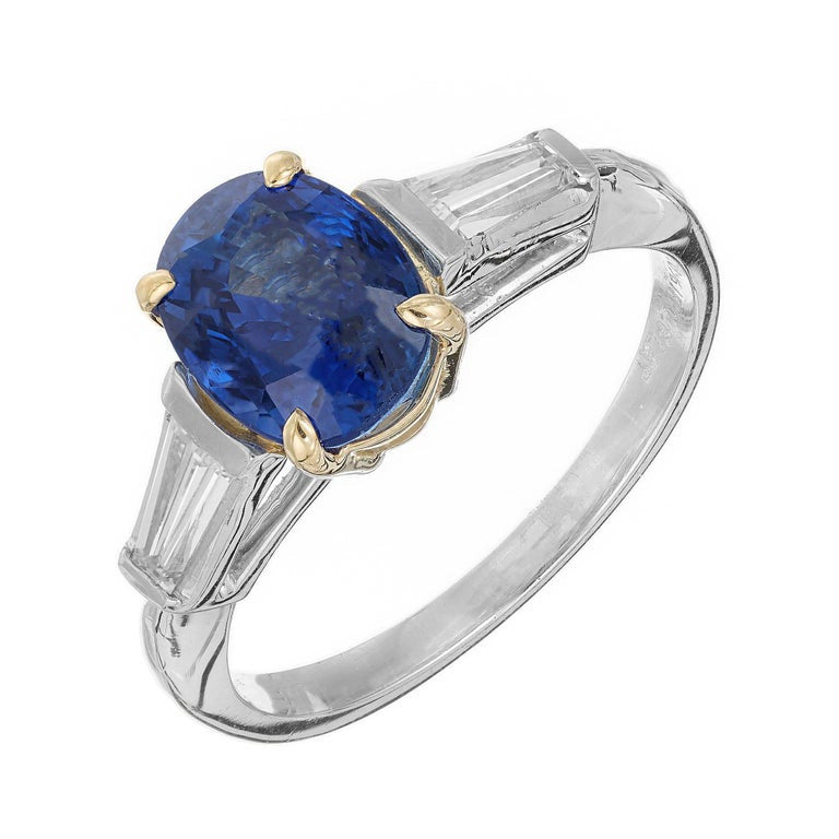Peter Suchy GIA 2.90 Carat Sapphire Diamond Gold Platinum Engagement Ring