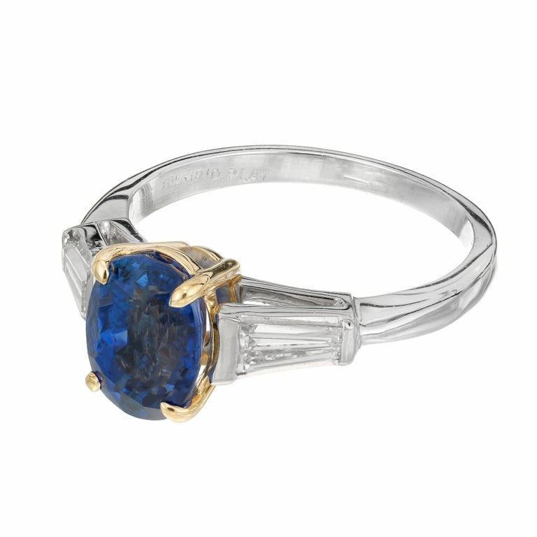 Peter Suchy GIA 2.90 Carat Sapphire Diamond Gold Platinum Engagement Ring – image 3