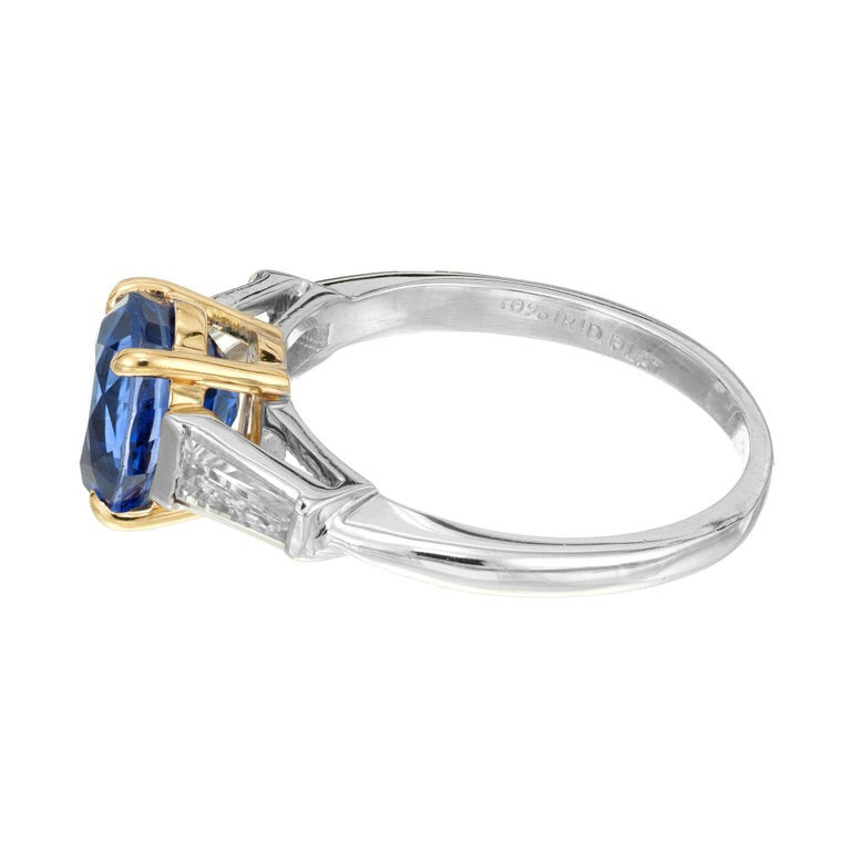 Peter Suchy GIA 2.90 Carat Sapphire Diamond Gold Platinum Engagement Ring – image 5