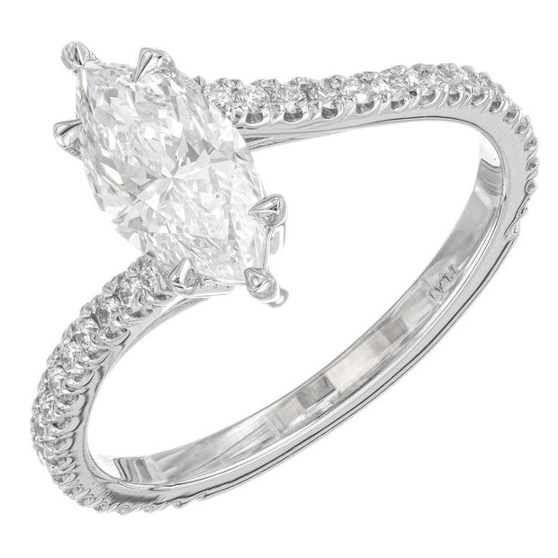 Peter Suchy GIA certified 1.01 Carat Diamond Platinum Pass Style Ring