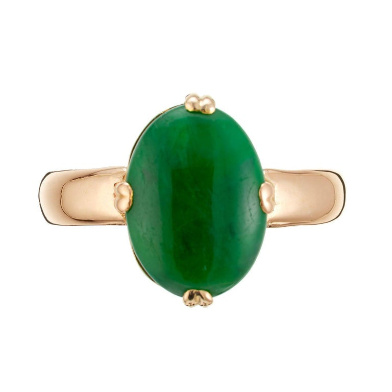 GIA Certified Jadeite Jade Rose Gold Ring – image 2