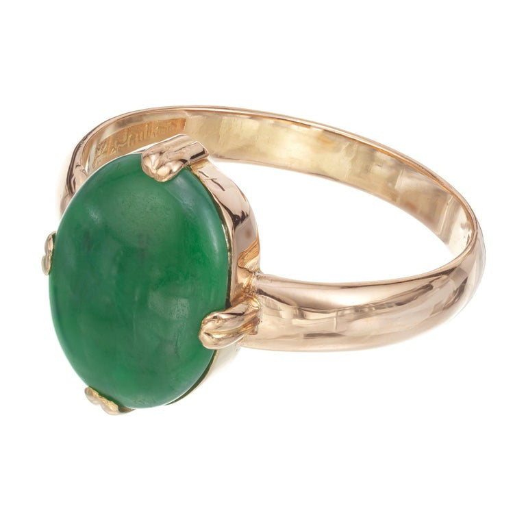 GIA Certified Jadeite Jade Rose Gold Ring – image 3
