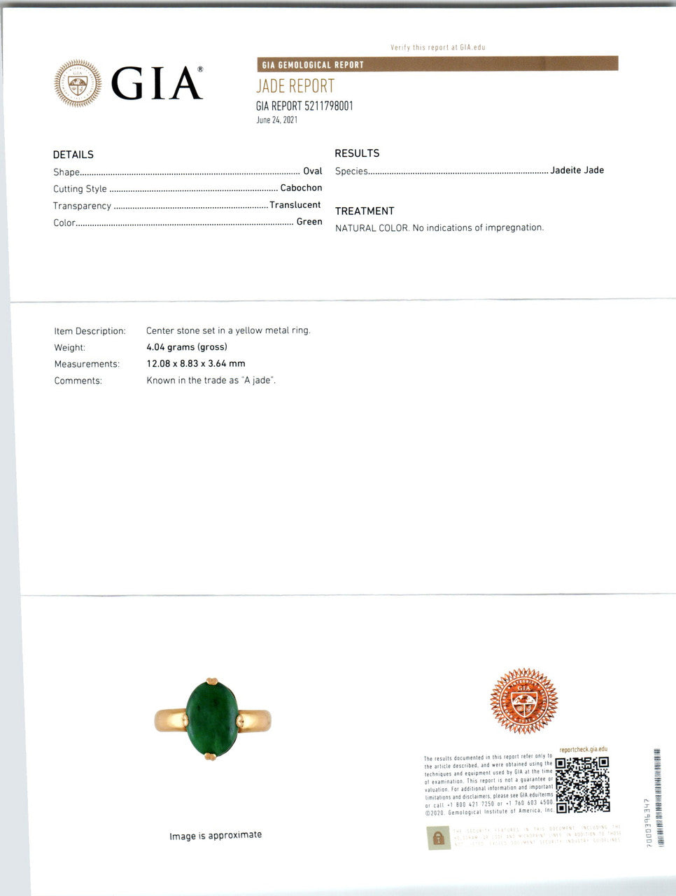 GIA Certified Jadeite Jade Rose Gold Ring – image 6