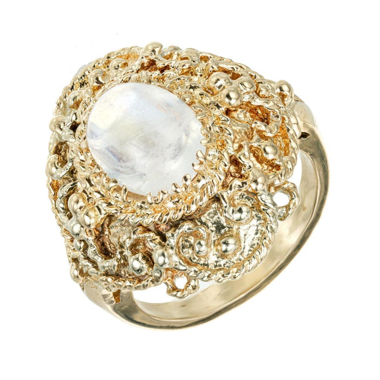 2.50 Carat Moonstone Yellow Gold Cocktail Ring – image 2