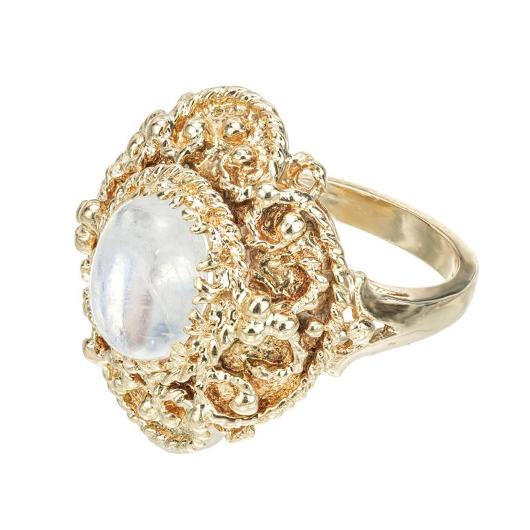 2.50 Carat Moonstone Yellow Gold Cocktail Ring – image 3