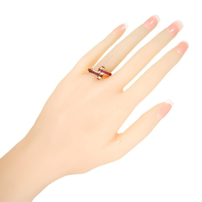 2.11 Carat Ruby Yellow Gold Bypass Style Ring – image 8