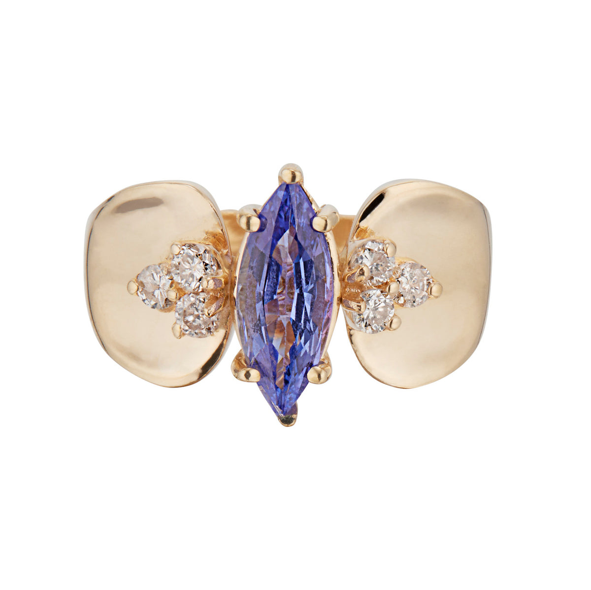 1.00 Carat Tanzanite Diamond Yellow Gold Ring