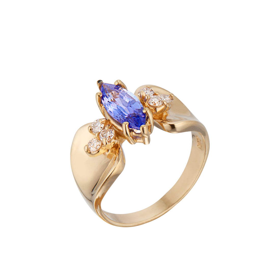1.00 Carat Tanzanite Diamond Yellow Gold Ring – image 2