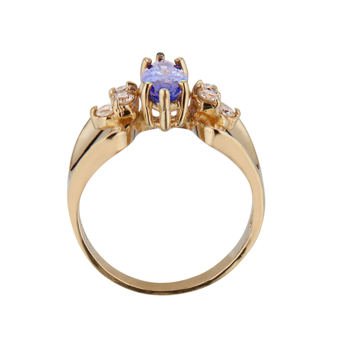 1.00 Carat Tanzanite Diamond Yellow Gold Ring – image 5