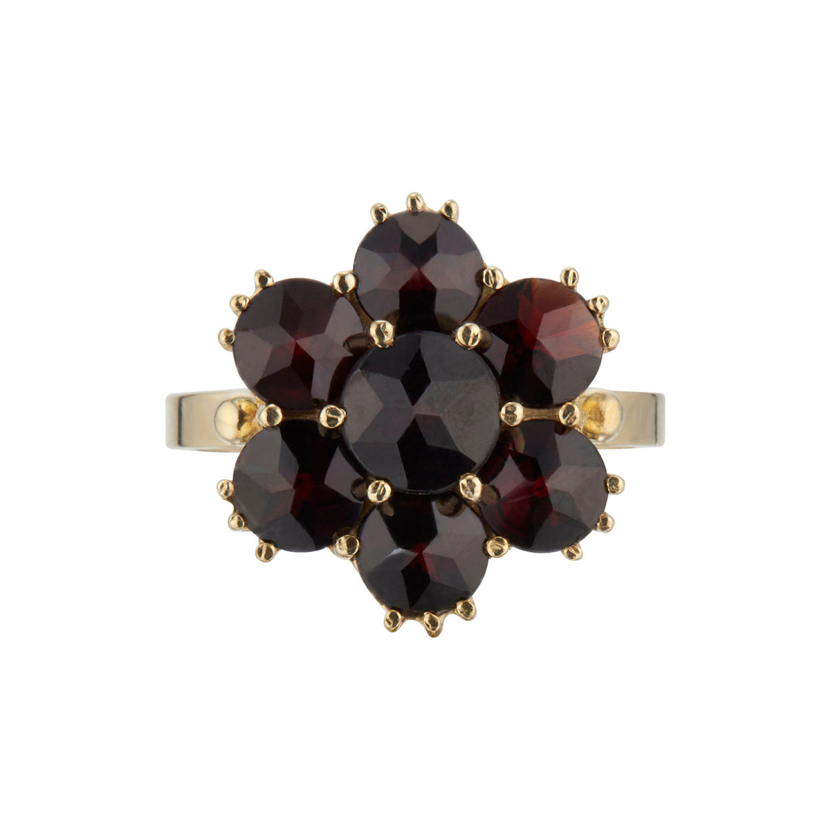 Pear Shaped Garnet Yellow Gold Cluster Ring – image 2
