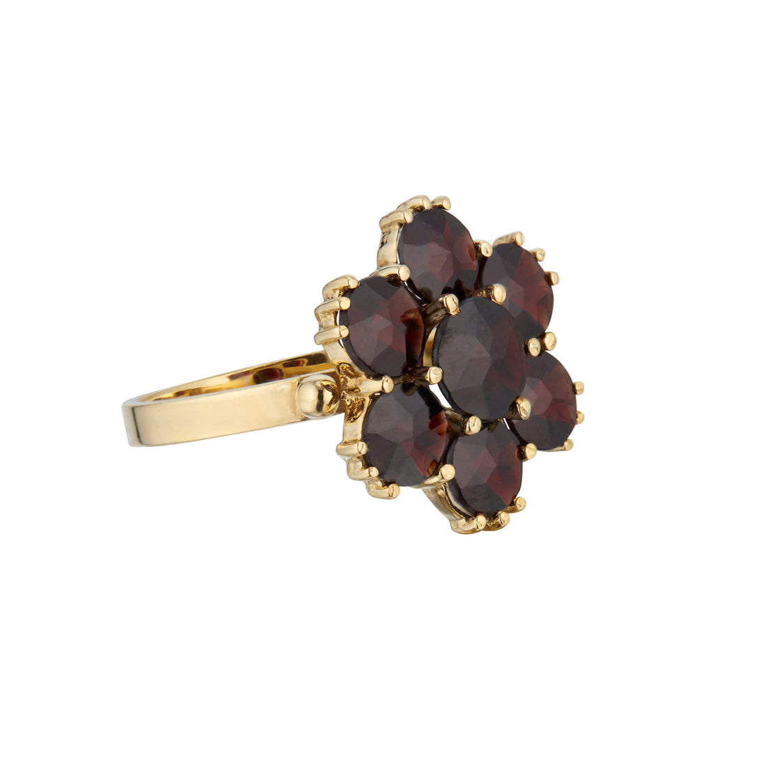 Pear Shaped Garnet Yellow Gold Cluster Ring – image 3