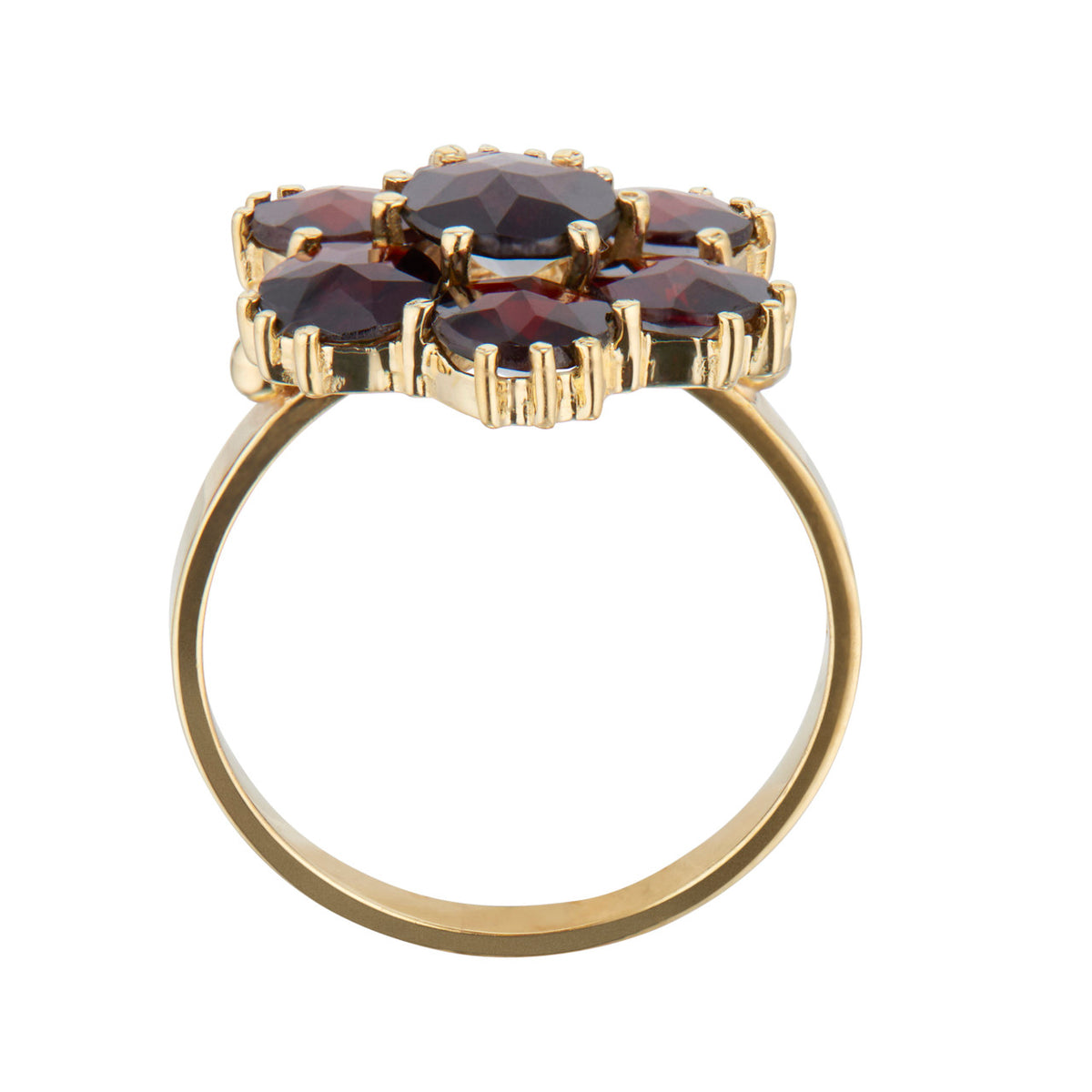 Pear Shaped Garnet Yellow Gold Cluster Ring – image 4