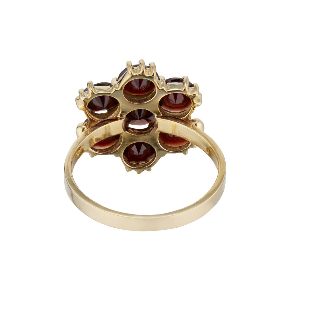 Pear Shaped Garnet Yellow Gold Cluster Ring – image 5