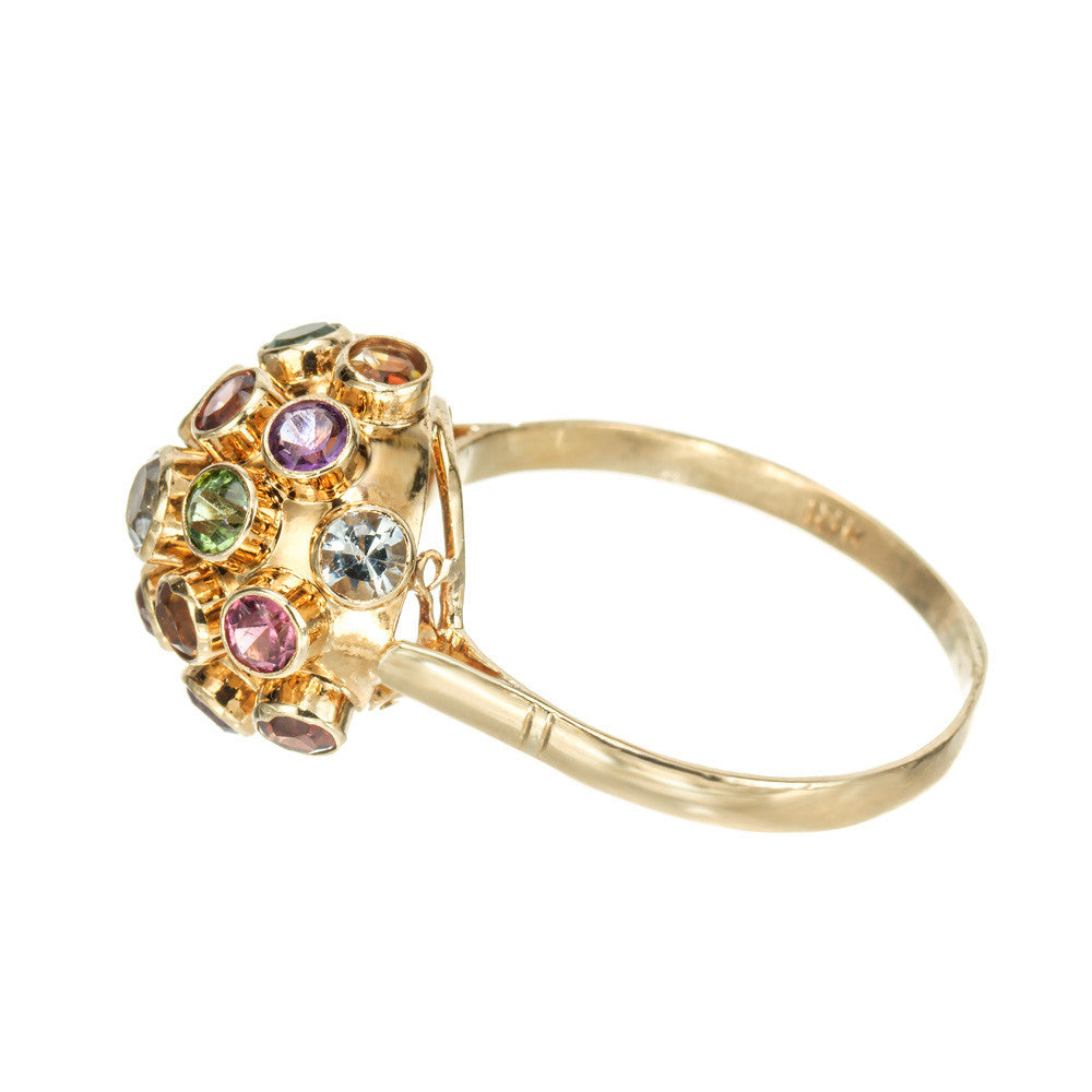 Sputnik 1.20 Carat Multi Color Gemstone Yellow Gold Ring – image 4