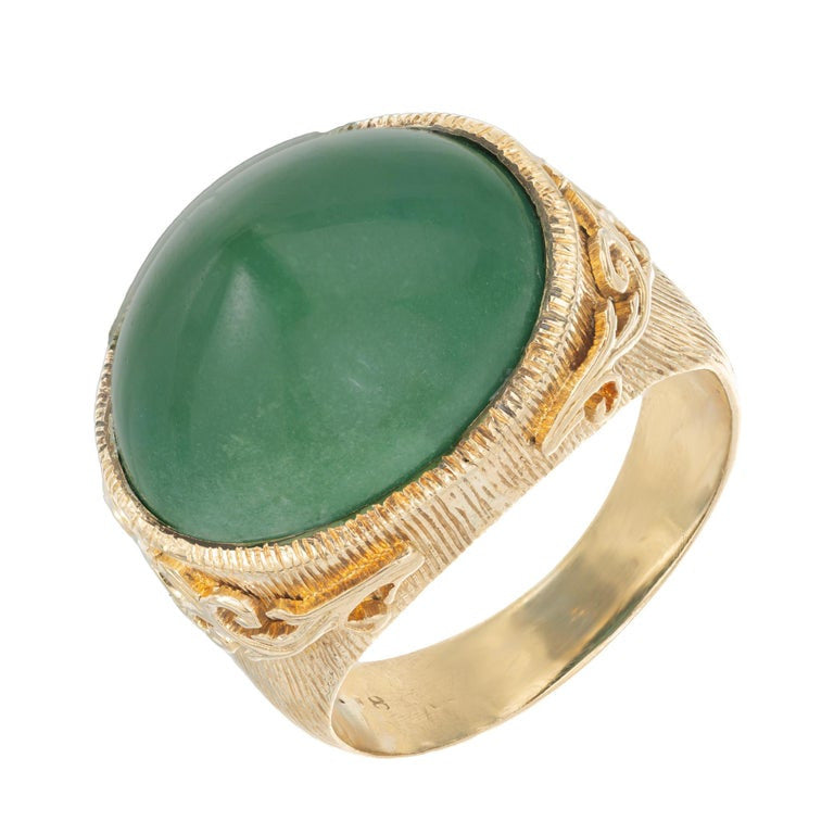 GIA Certified Sugar Loaf Turquoise Yellow Gold Cocktail Ring – image 2