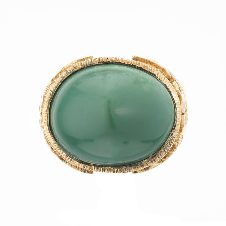 GIA Certified Sugar Loaf Turquoise Yellow Gold Cocktail Ring – image 5