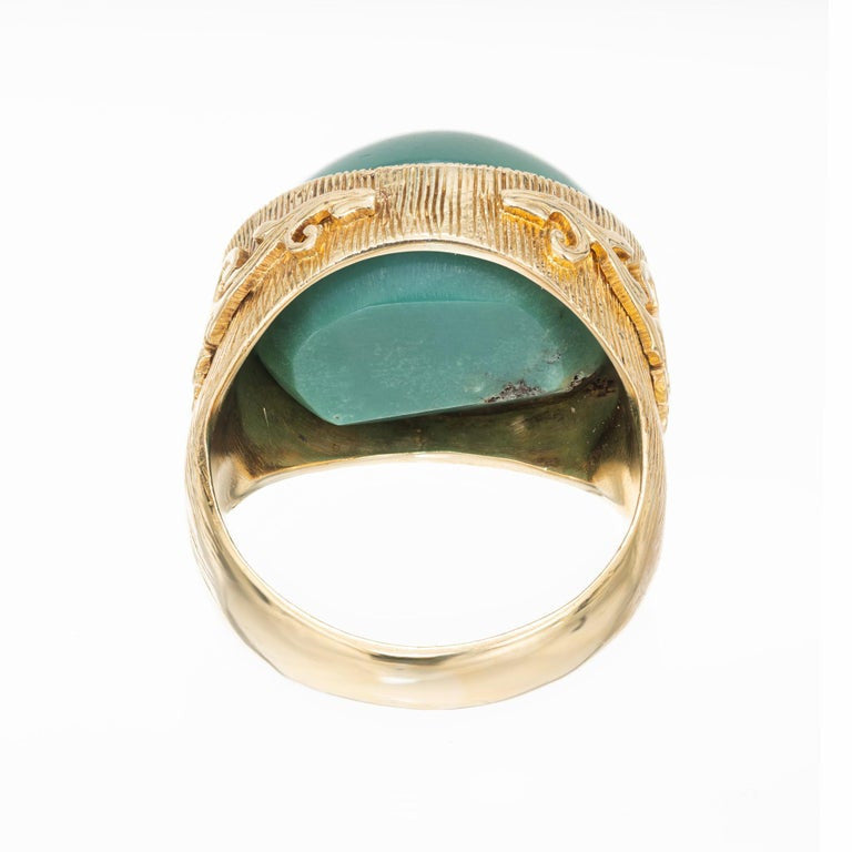 GIA Certified Sugar Loaf Turquoise Yellow Gold Cocktail Ring – image 6