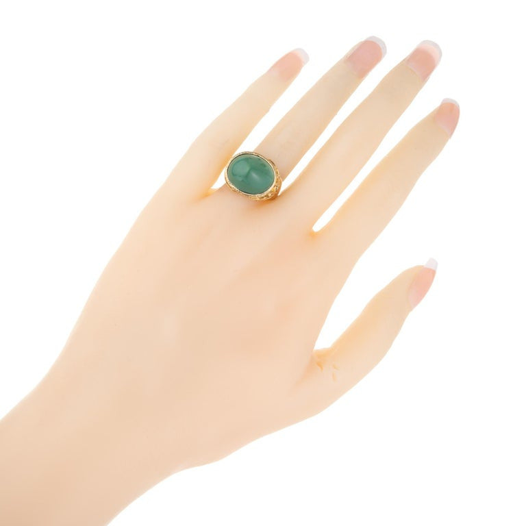 GIA Certified Sugar Loaf Turquoise Yellow Gold Cocktail Ring – image 8