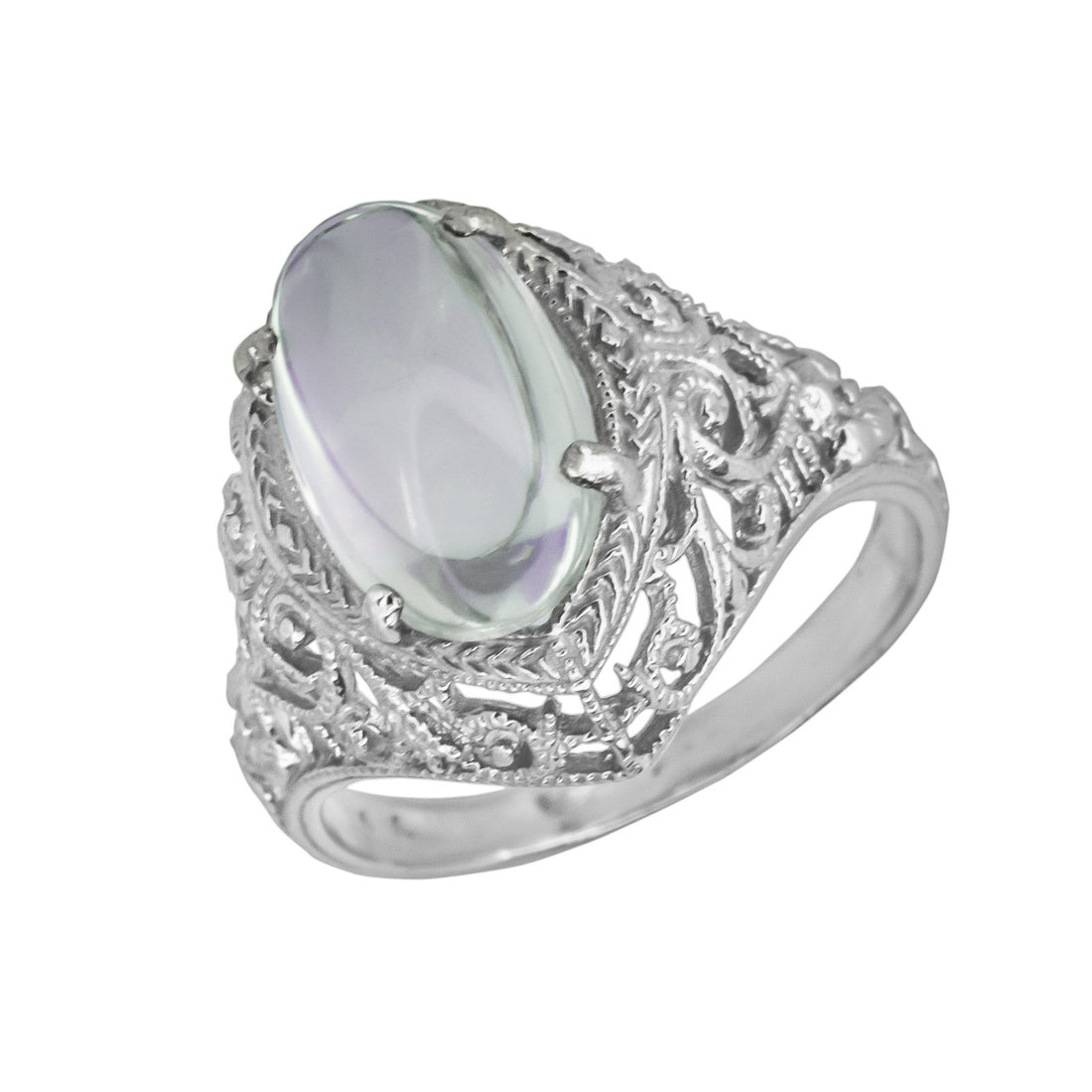 2.50 Carat Moonstone White Gold Filagree Ring – image 2