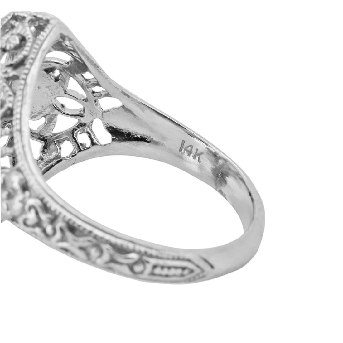 2.50 Carat Moonstone White Gold Filagree Ring – image 5