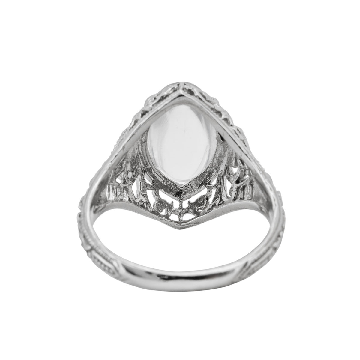 2.50 Carat Moonstone White Gold Filagree Ring – image 6