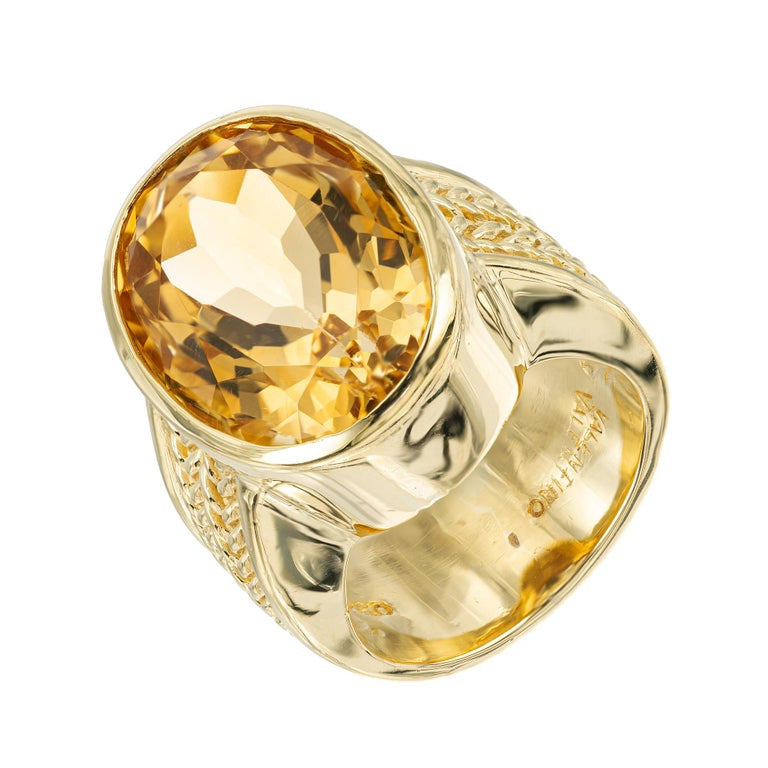 Valentino 11.00 Carat Oval Citrine Yellow Gold Cocktail Ring – image 2